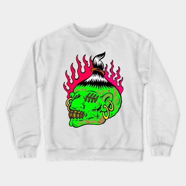 Tsantsa - Shrunken Head by Joe Tamponi Crewneck Sweatshirt by Joe Tamponi